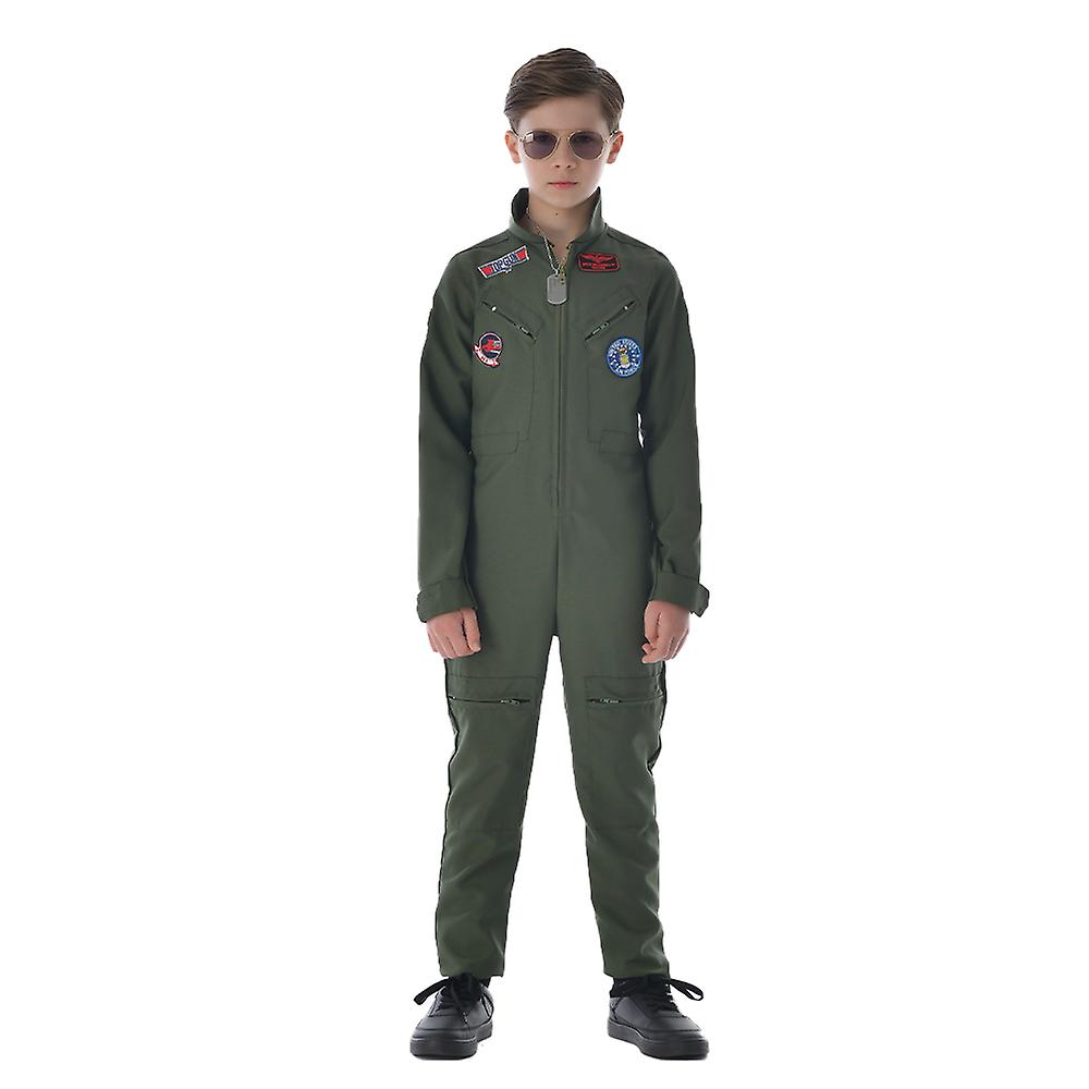 Movie Top Cosplay American Airforce Uniform Halloween Costumes For Men Boys Army Green Military Pilot Jumpsuit Full Set