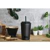 Pearl Metal HB-6780 500ml Large Vacuum Insulated Tumbler with Straw, Perfect for Drip Coffee, Wide Mouth, Black, and Straw Tumbler