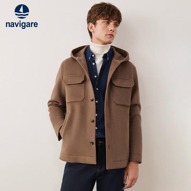 Navigare Men's Winter Hooded Wool Coat