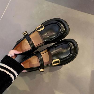 2024 Весна Осень Женская Обувь Мэри Джейн Высокие Каблуки Массивные Туфли-лодочки Милые Квадратные Ремешки Черные Туфли Лолита для Женщин