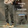 Мужские модные брендовые джоггеры 2025 Осень/Зима с плюшевой подкладкой - Свободные, Универсальные, Спортивные брюки в стиле кэжуал