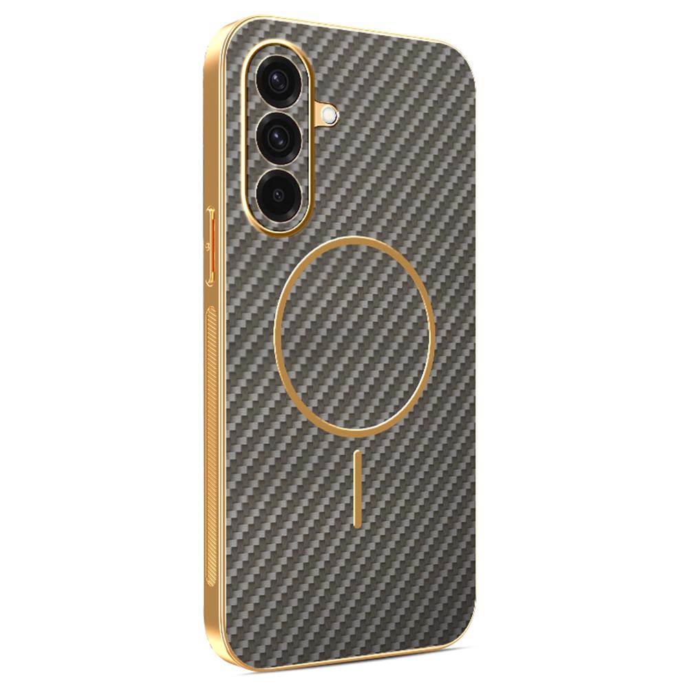 For Samsung Galaxy A36 5G Phone Case Carbon Fiber Textured Electroplated TPU Back Cover