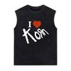 Korn Music Concert Rock Band World Tour Vest T-shirt Men Metal Gothic Oversized Vintage Washed Tank Tops