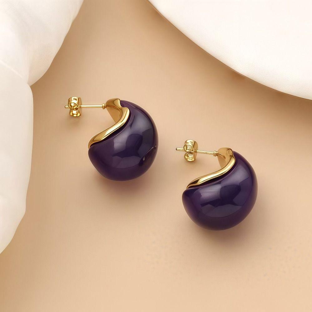 Stainless Steel Multi Color Earrings Exquisite Ear Jewelry Fashion Teardrop Stud Earrings  Women