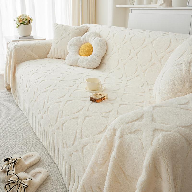 Чехол на диван, ткань, зимнее плюшевое полотенце для дивана, новое кремовое ветрозащитное одеяло для дивана с защитой от кошек