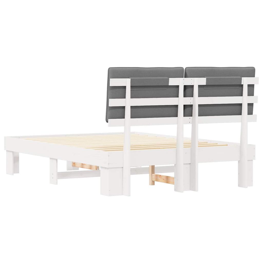 Bed Frame with Upholstered Headboard Light Grey 140 x 190 cm