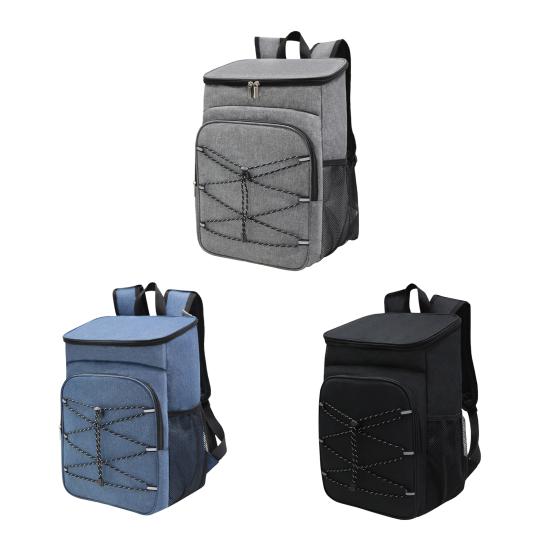 Picnic Bag Large Capacity Waterproof Oxford Cloth Cooler Bag with Adjustable Straps Side Mesh Pockets