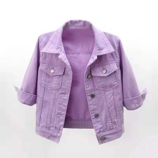 Women Coat Solid Color Slim Fit Close-fitting Young Style Wear-resistant Half Sleeve Buttons