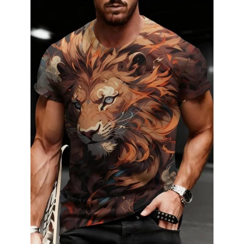 Мужская футболка с 3D-печатью, короткий рукав, круглый вырез, пуловер, повседневный топ