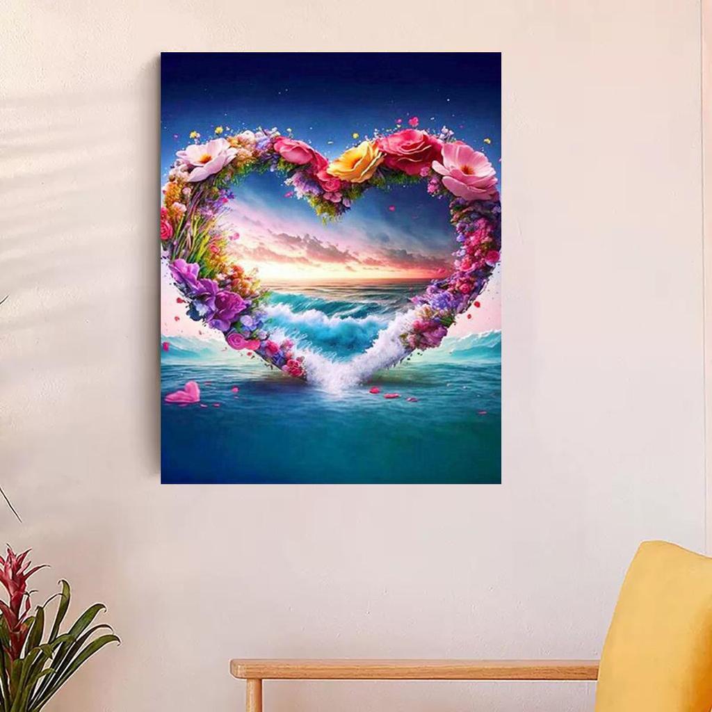 RUOPOTY Diy краска по номерам для взрослых, сердце, цветок, холст, наборы для рисования, акриловые рисунки для начинающих, поделки для украшения дома