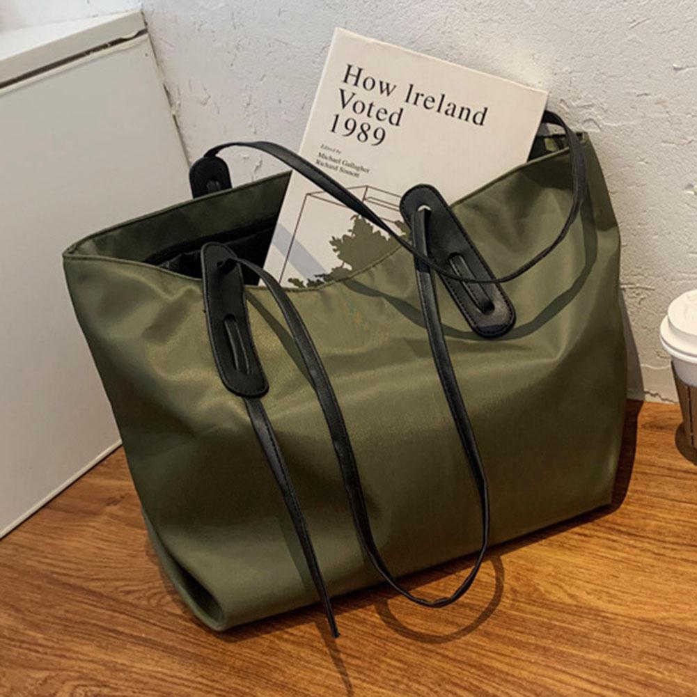 Tote Bag For Women Nylon Large Capacity Shoulder Bag With Zipper Satchel Purse Solid Color For Work Travel Shopping Shopper Bag