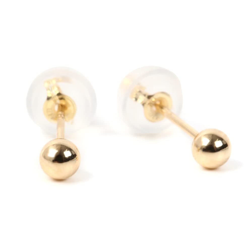 Товары 18K K18 Круглые Оба 2 18k [Happy Shop] Серьги, Шарик, 3мм, Золото, Простые, Мужские, Женские, Уши, Штуки, Классические,