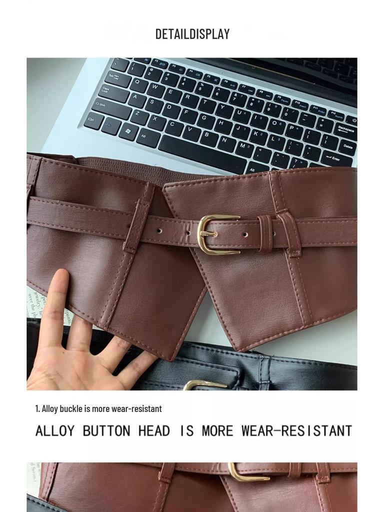 Women's Wide Leather Corset Belt 2024: Elegant Dress & Outerwear Accessory