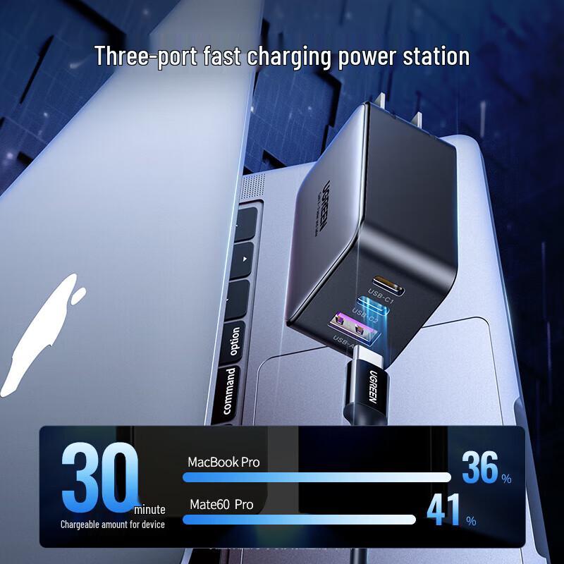 Ugreen Комплект 65 Вт GaN многопортового USB-C зарядного устройства для ноутбука