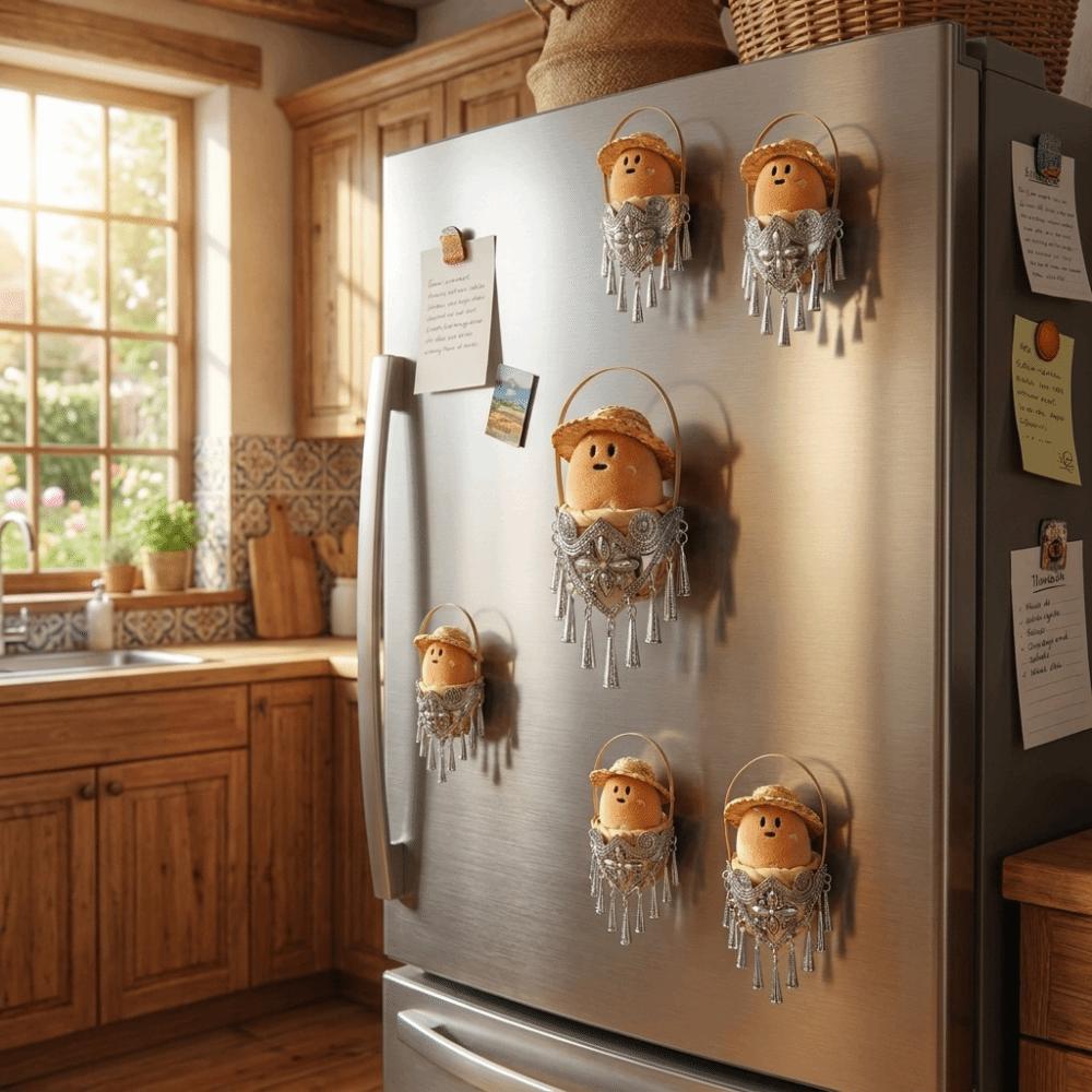 Bamboo Basket Design 3D Plush Potato Fridge Magnet Handmade Mini Fridge Sticker Cultural Tourism