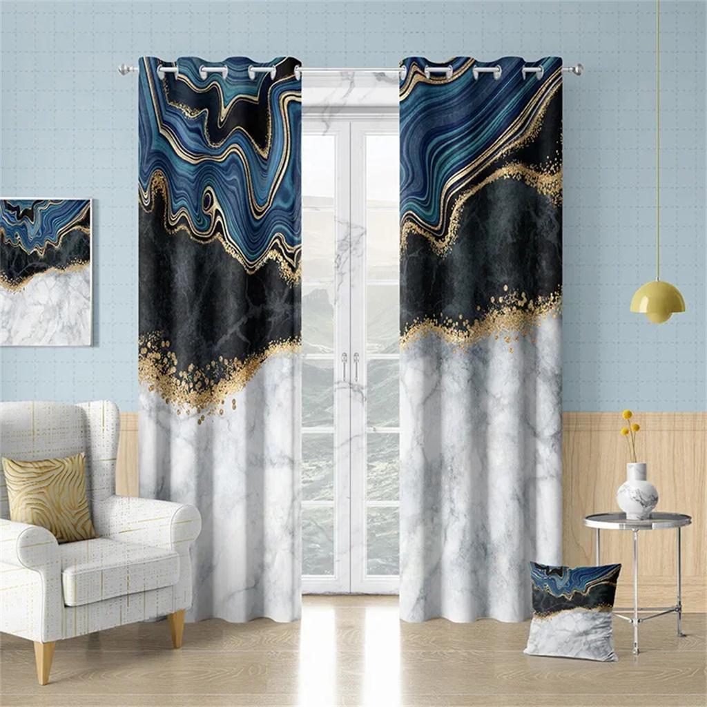 Роскошный мраморный черный золотой синий текстура занавес современный абстрактный стиль искусства для дома гостиная спальня балкон декор занавески