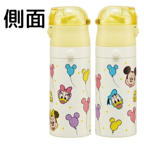 Skater Children's Water Bottle, 2-Way, Straw/Cup/400ml Capacity, Disney Mickey & Friends Balloon Design, Stainless Steel, Lightweight, Insulated, Smal