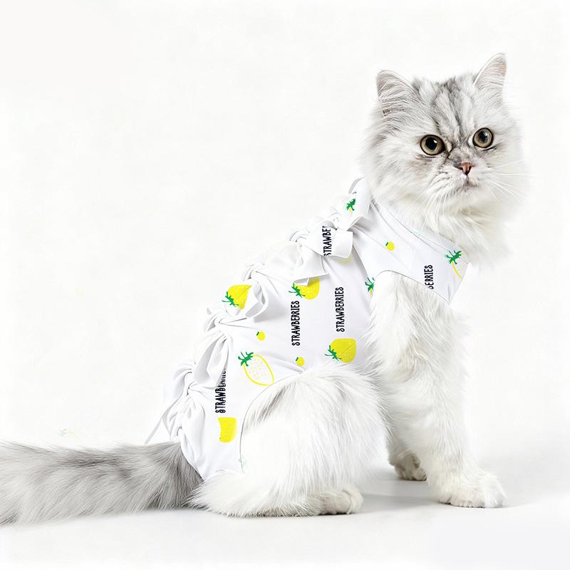 Avocado Print Cat Recovery Suit Breathable Anti-Lick Surgical Suit for Cats Kittens