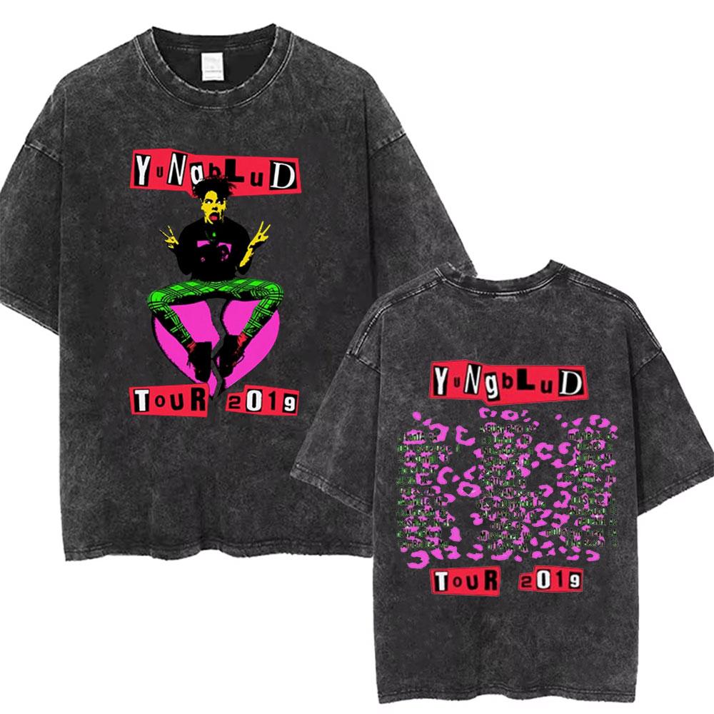 Washed Vintage Rock Singer Yungblud Tour Tshirt Men Women Retro Fashion T Shirt Male Casual Oversized Tshirts Streetwear