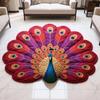 3D Peacock Pattern Plush Rug Non-Slip Backing Easy To Clean Various