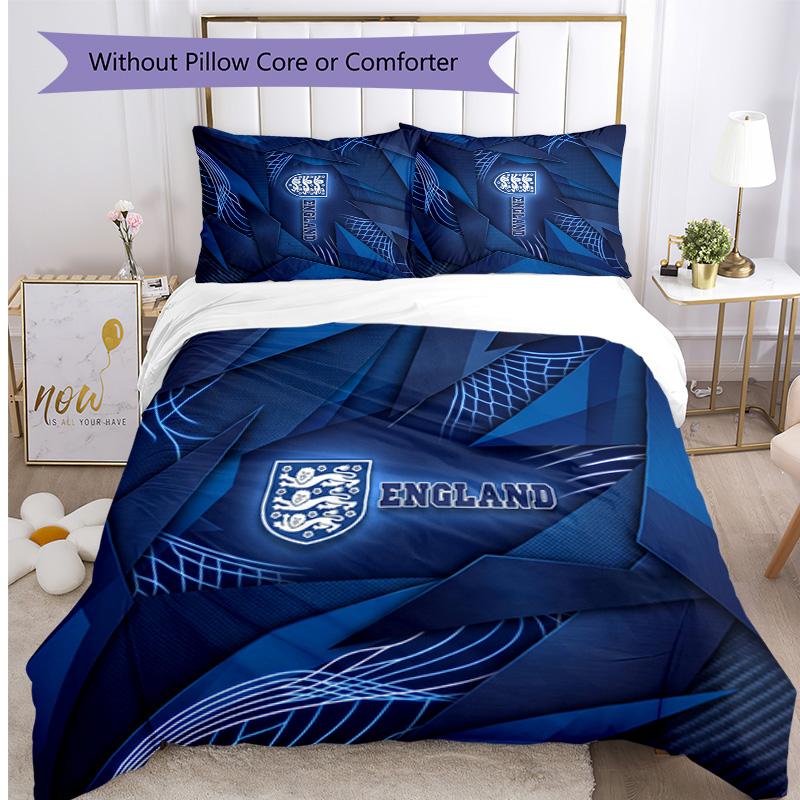 England Football Printed Bedding 3 Piece Set Cozy Breathable Bed Cover Set as Housewarming Holiday Gift