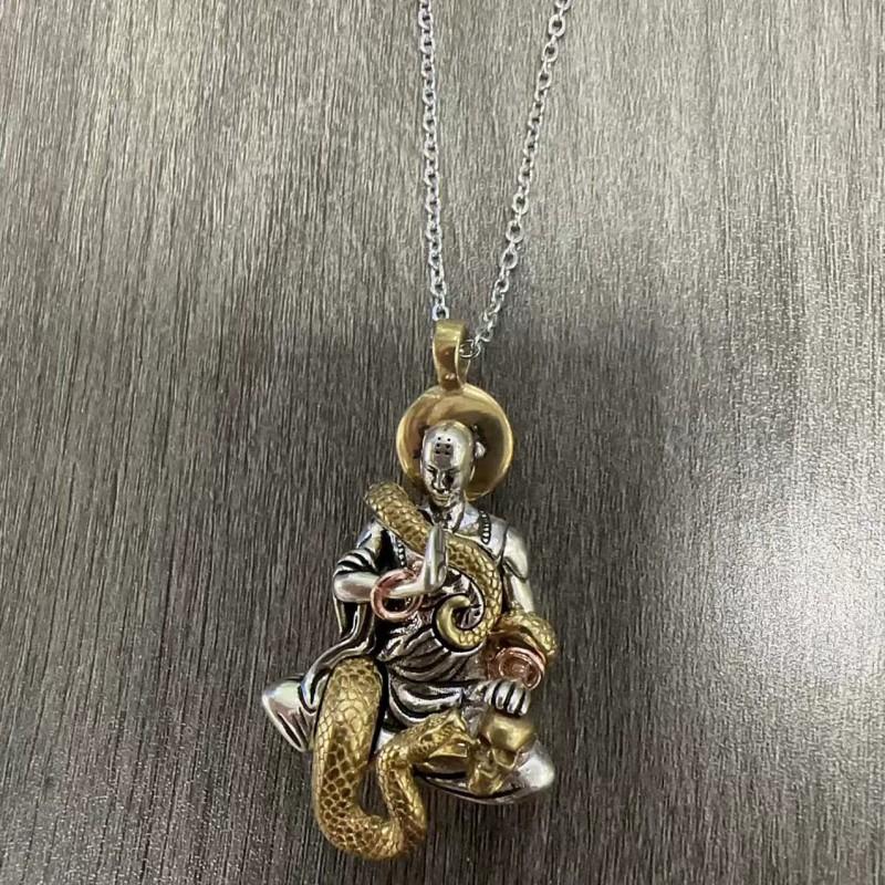 Vintage Ethnic Style Buddha Guardian Pendant Necklace Men Women Oxidized Copper Charm With Adjustable Chain
