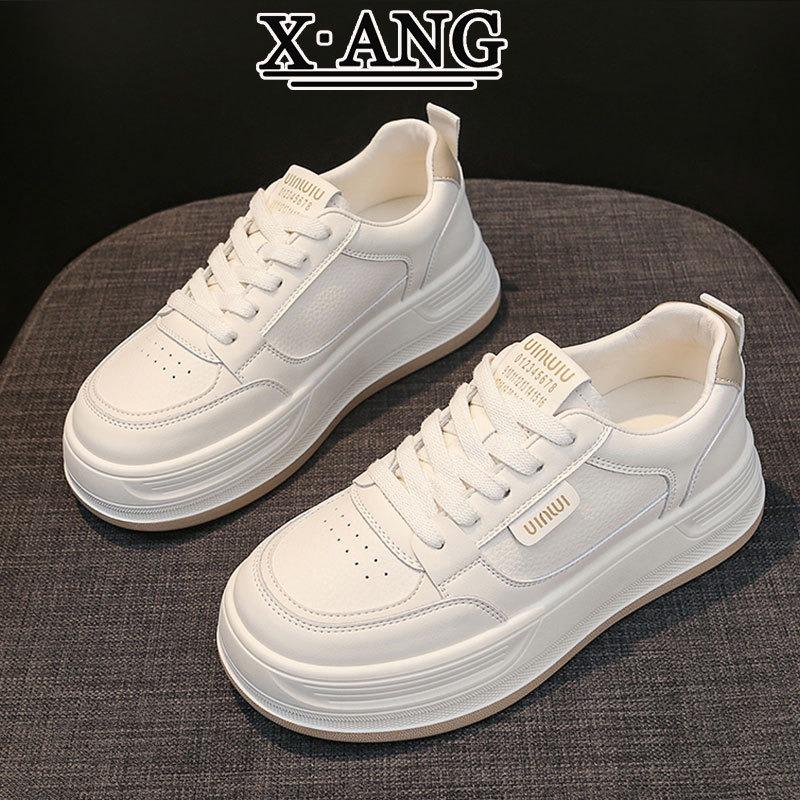 The first layer of cowhide thick-soled white shoes women's board shoes new autumn shoes women's versatile casual sports shoes