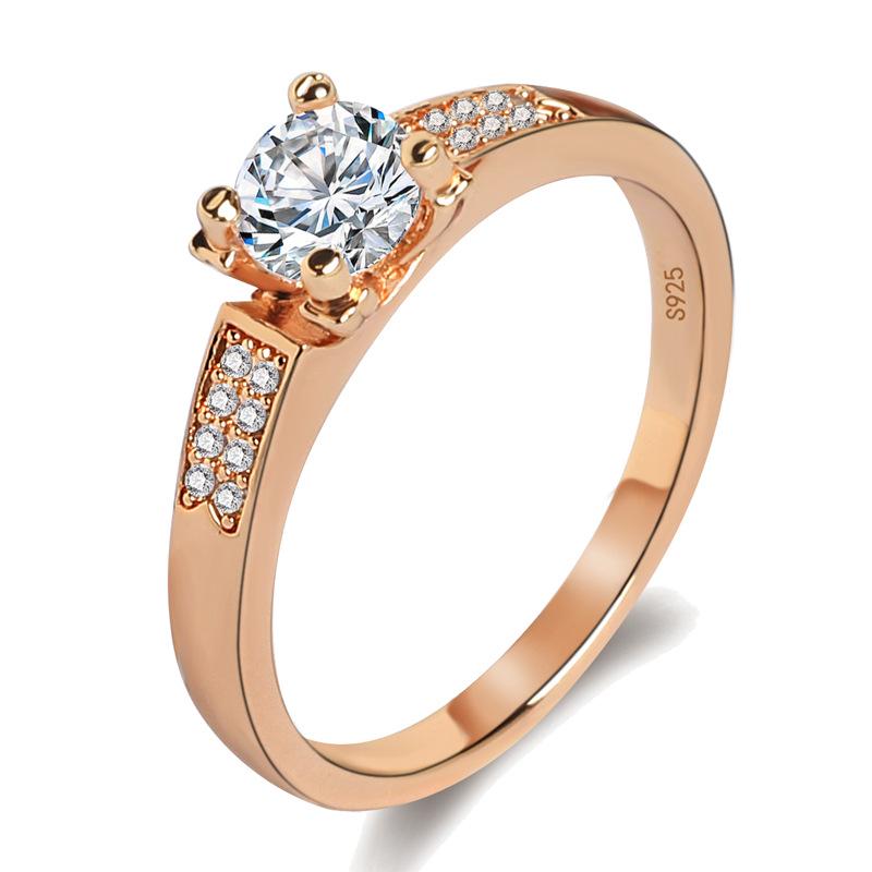Корейская версия кольца из розового золота с имитацией бриллианта из высокоуглеродистого сплава, модное женское парное кольцо