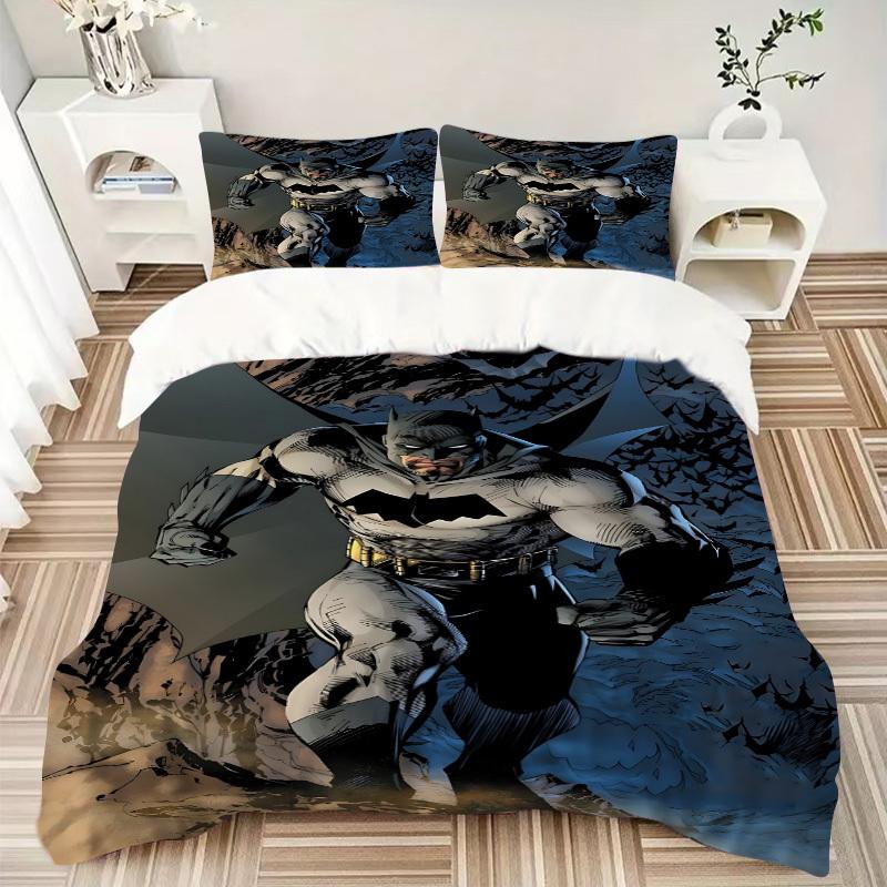 3pcs batman, superhero Duvet Cover Set (1 Duvet Cover + 2 Pillowcases, No Core) - Comfortable, And Breathable Bedroom Decoration yy251104031