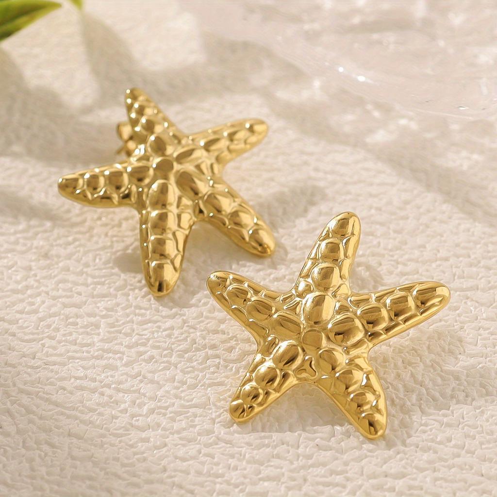 1pair Fashionable Elegant Delicate Starfish Stud Earrings