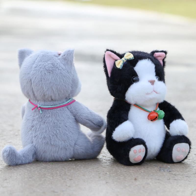 Кошка с колокольчиком, сидящая, плюшевая игрушка-кукла, кукла-кошка, детский подарок, тряпичная кукла, кукла-когтеточка