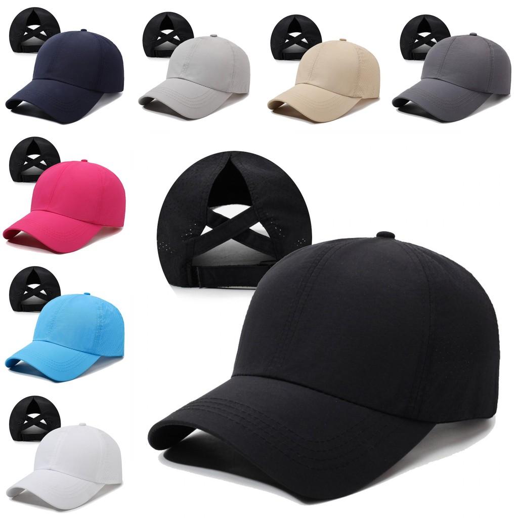 Summer Cap Baseball With Breathable Mesh Cross Design And Solid Color Daily For