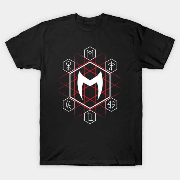 Men Black Print T-shirt Rune Spell Scarlet No-Cut Heat Transfer Print Cotton Tshirt