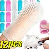 12/6 шт. Прозрачный чехол Силиконовые напальчники для домашних животных Зубные щетки для чистки полости рта щенков Маленькие щетки Аксессуары для ухода за кошками и собаками Товары