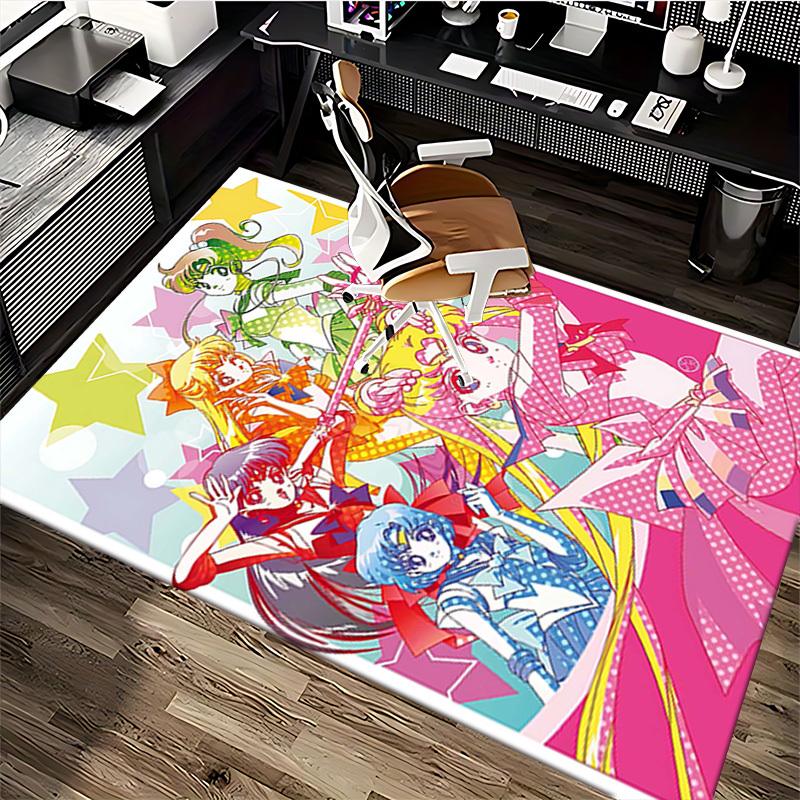 1pc Sailor Moon Anime Cartoon Design Chair Mat - Non-Slip Carpet for Office, Home Decor, Living Room, Bedroom, Game Room - Perfect Gift for Fans.O059