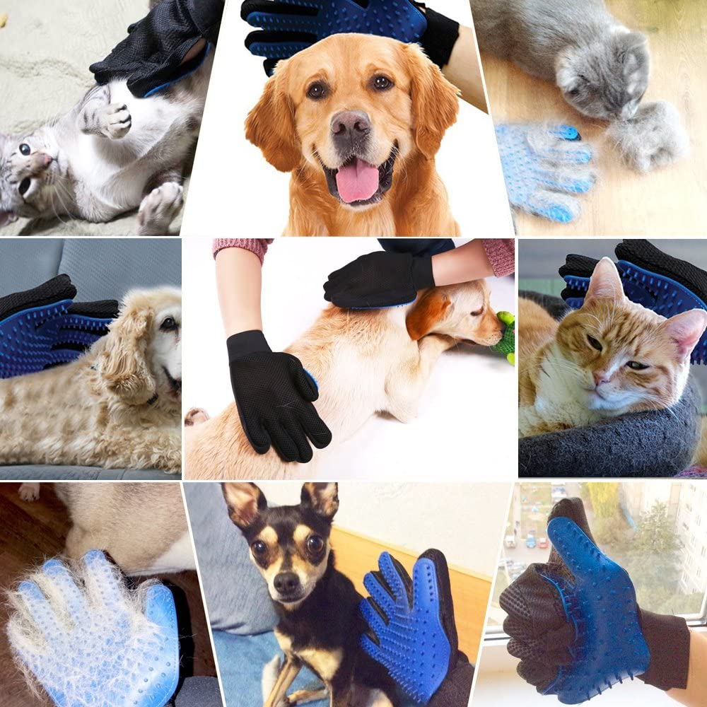 Pet Grooming Glove Soft Pet Hair Remover Gentle Deshedding Brush Glove Deshedding Tool for Cats Dogs Hair Remover Mitt Artifact