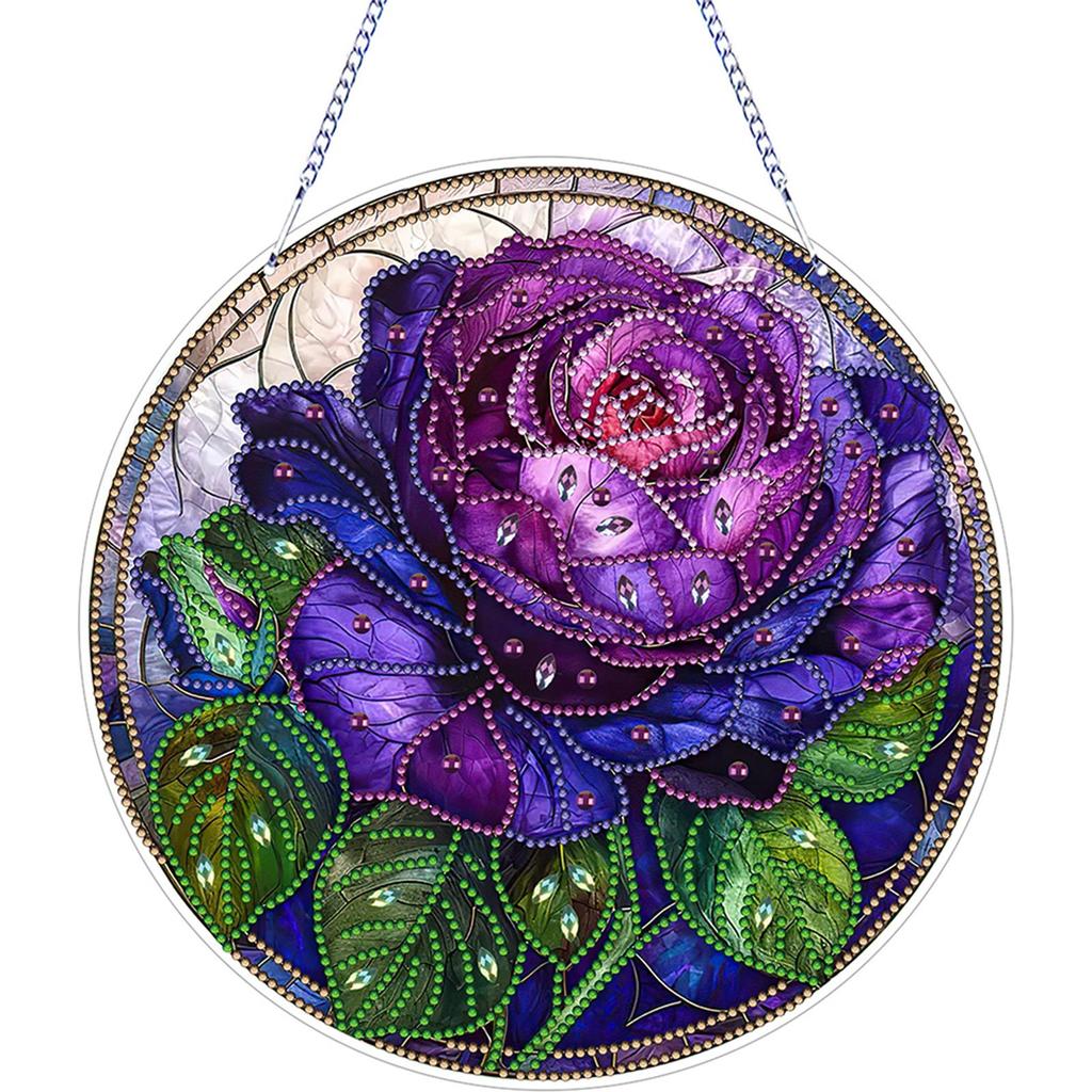 2D Flat DIY Diamond Art Suncatcher Diamond Painting Set Rhinestone Diamond Art Window Pendants Window Hanging Art for Home Decor