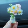 Mini Flower Vase Car Dashboard Decor Cute Center Console Accessory with Adhesive Realistic Micro-Landscape