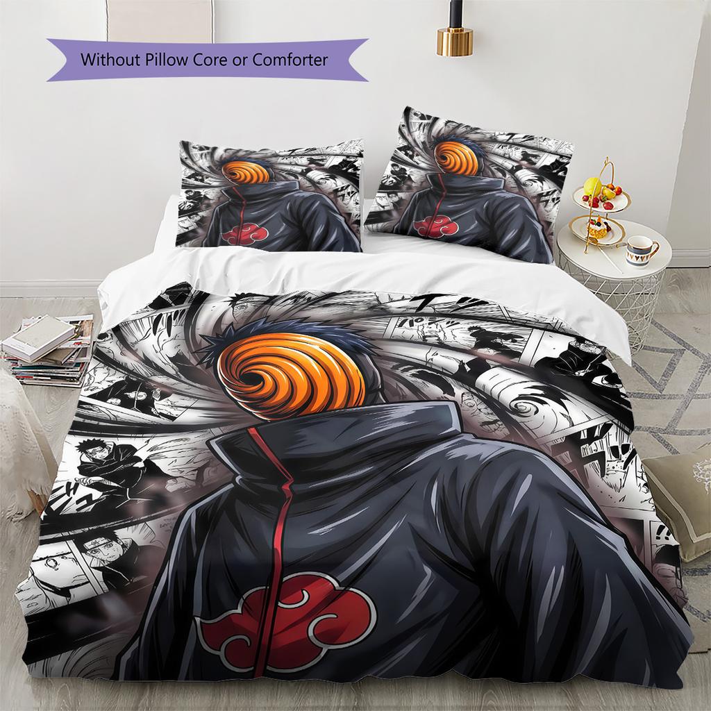 Naruto Obito Theme Bedding Set, 1 Duvet Cover & 2 Pillowcases, Home Bedroom, Perfect Gift for Naruto Fans