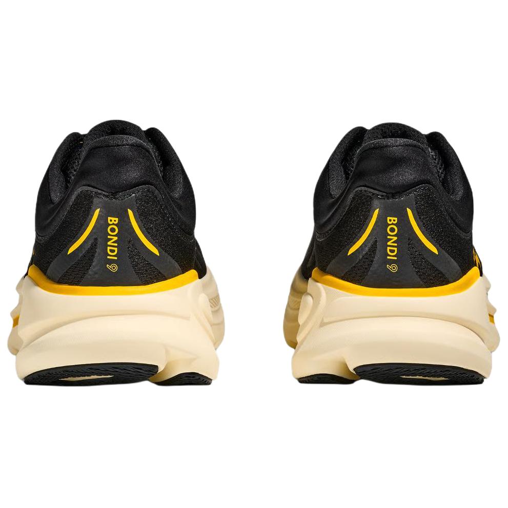HOKA ONE ONE Bondi 9 Abrasion Resistant Breathable Reflective Rebound Running Shoes Men's Black Ginger Yellow 1162013-CWG