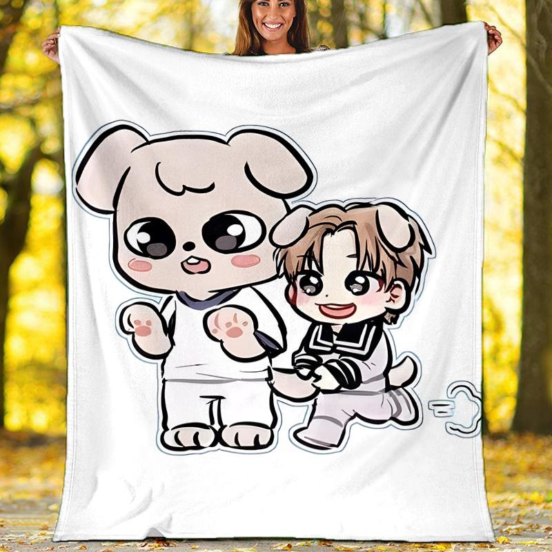 1pc Kpop Team8 Theme Blanket - Digital Print, Polyester, Cozy for All Seasons, Perfect for Outdoor, Camping, and Travel