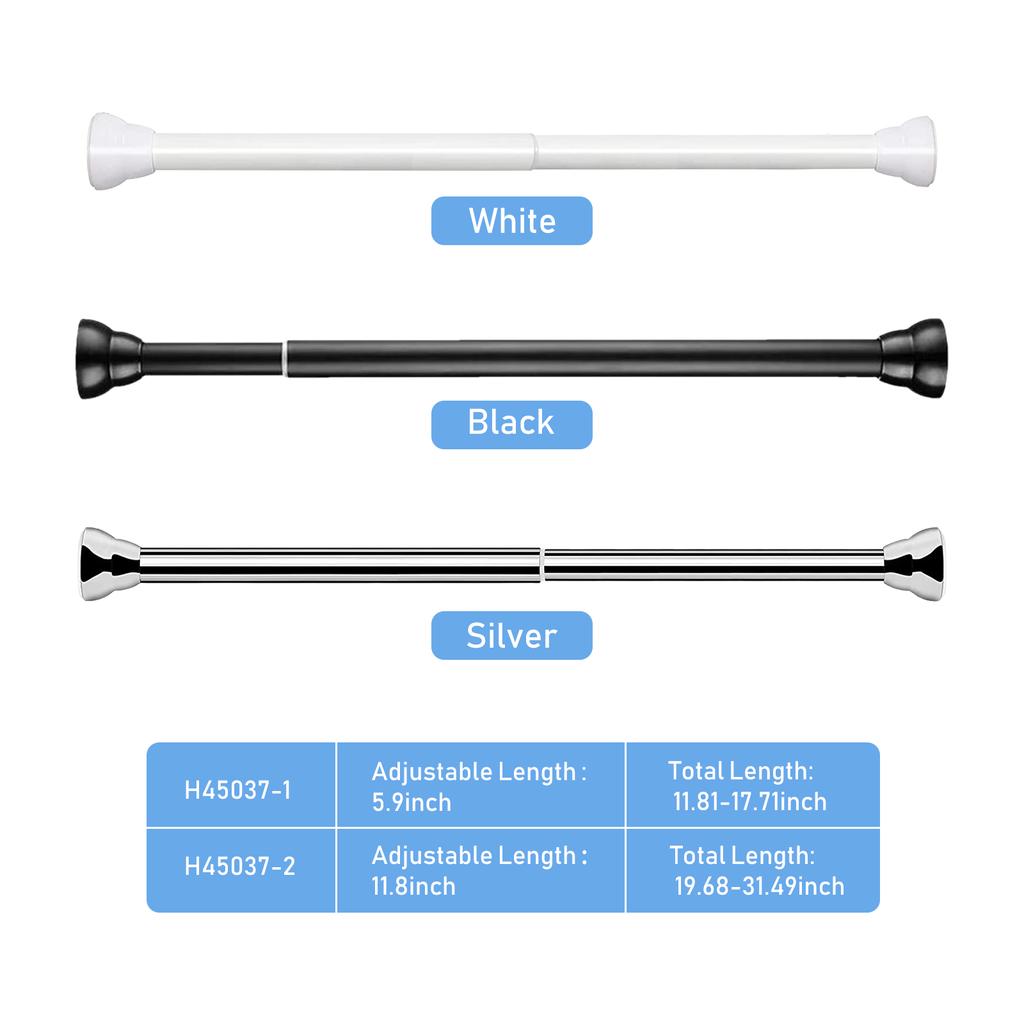 Non-Slip Spring Tension Curtain Rod 20 To 32 Inch Expandable Curtain Rod No Drilling No Rust Bath Closet Hanging Pole for Windows or Shower Bathroom