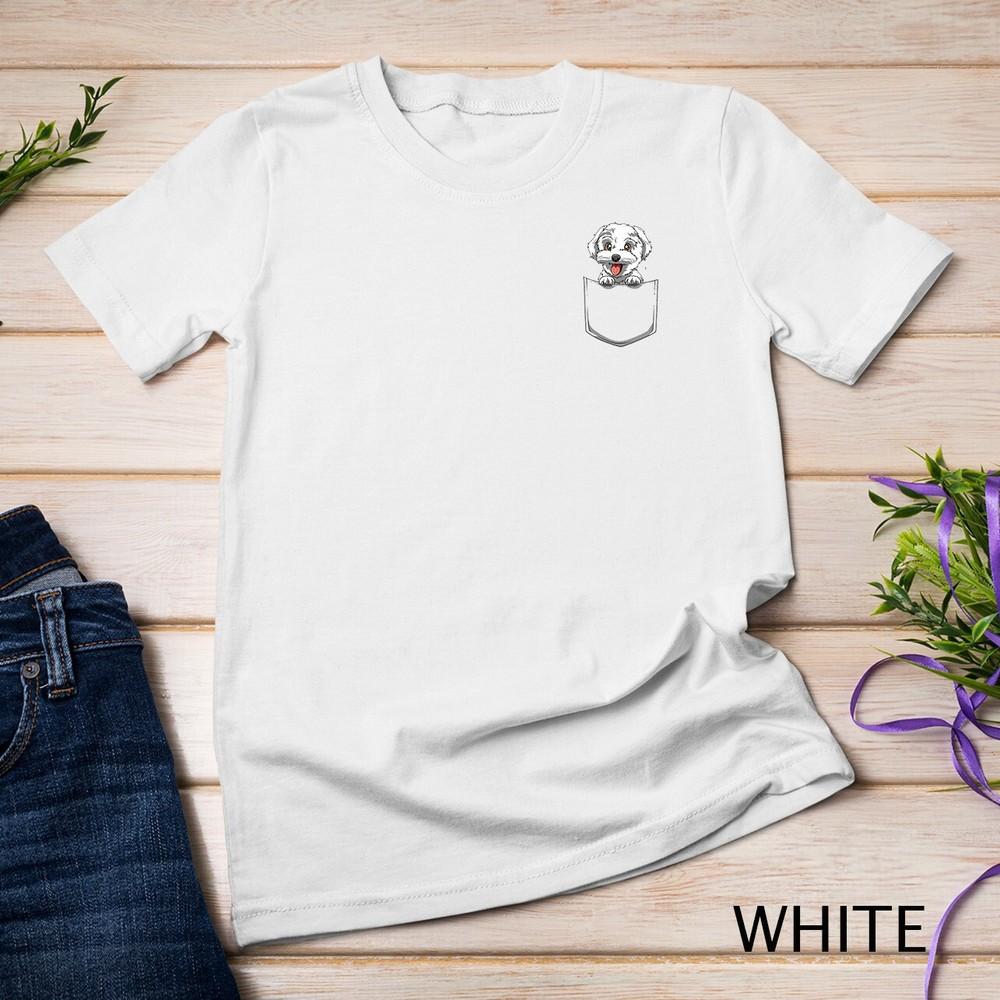 Maltese Pocket Maltese Peeking Out Pocket Maltese Lovers Dog Unisex T-shirt