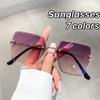 Trendy Polygonal Gradient Men Sunglasses New Frameless Cut Edge Sunglasses for Women Sunscreen and Shading Sunglasses