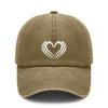 [Skeleton Heart Baseball Cap] Unisex Vintage Washed Print Polyester Adjustable Breathable Casual Streetwear Daily Wear Baseball Hat - Dad Cap
