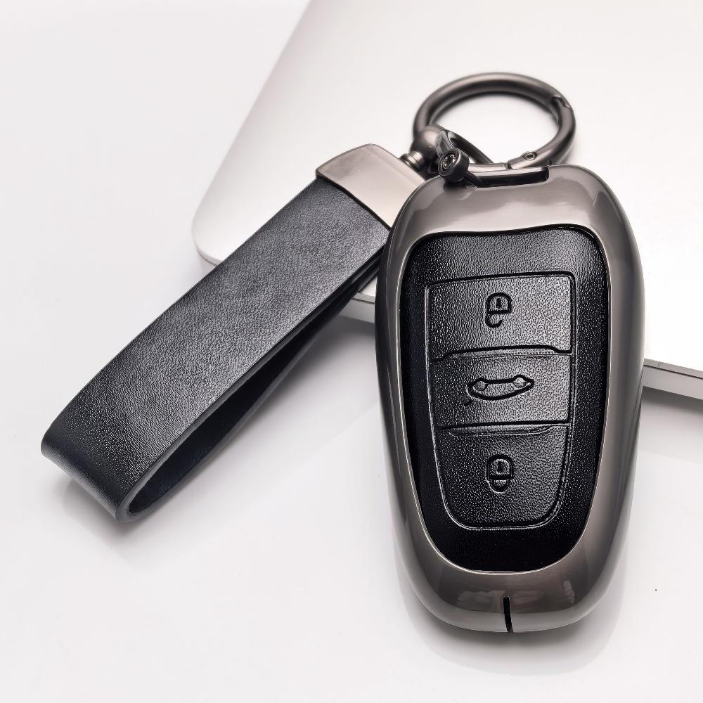 Сплав цинка Натуральная кожа Подходит для Peugeot 2008 3008 4008 5008 308 408 508 Citroen C5 C4 C4L C6 C3-Xr Picasso Grand Ds3 Чехол-футляр для брелока авто