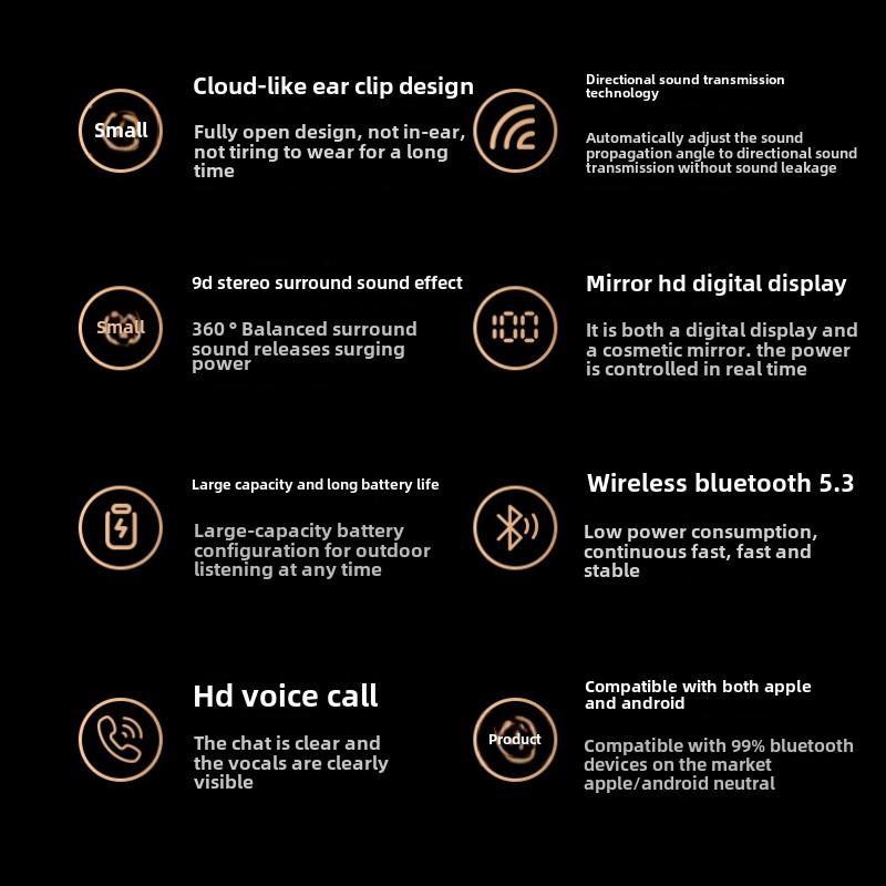 Bluetooth-наушники Тонкий цифровой дисплей не доходит до уха Супер хорошее качество звука Шумоподавляющие наушники