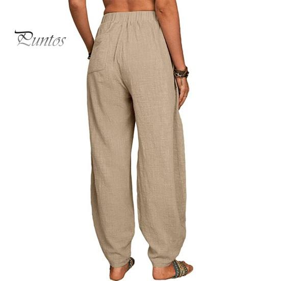 Женские повседневные брюки, эластичные, с высокой талией, однотонные шаровары с карманами, свободный крой, дышащие, длинные брюки, повседневная одежда