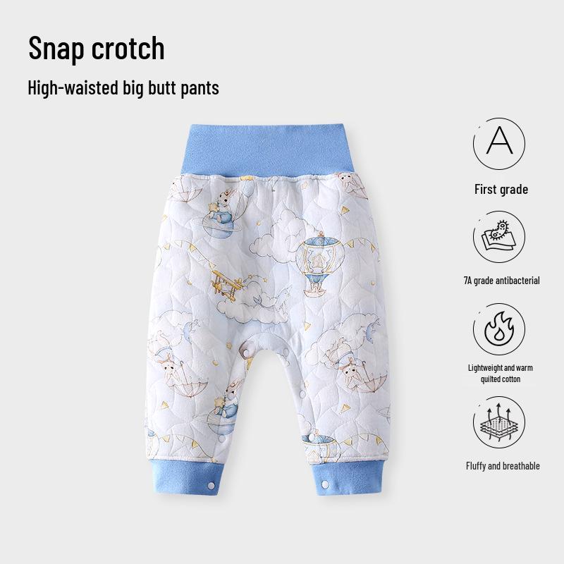 High Waist Cotton Blend Baby Warm Pants for Boys & Girls - Belly Protection Underwear for Spring, Autumn, Winter