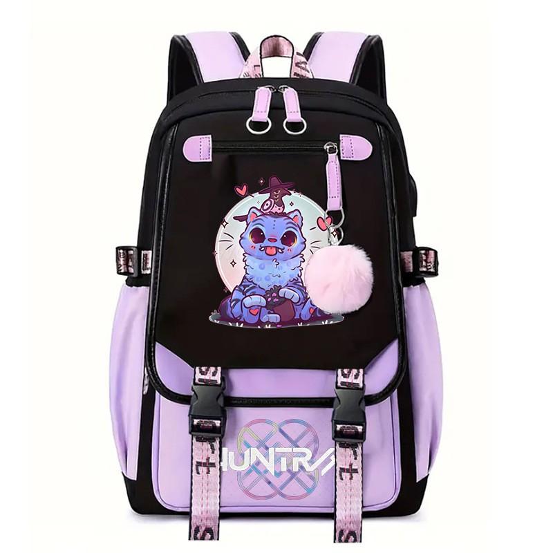 K-Pop Anime Printed Backpack Teens School Bag With Spine Support 20-35L Capacity Oxford Fabric Unisex College Style